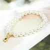 8mm perle perlée bracelets porte-bonheur or argent couleur bijoux pour femmes fille fête Club mariage accessoires de mode