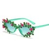 Nieuwe bloem decoratieve zonnebril dames prom feestglazen diy mode hiphop zonnebril vintage zonnebril