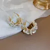 Dingle örhängen yamega skal blomma för kvinnor designer dropp koreansk mode söt brud hoops örhänge bröllop smycken tillbehör