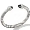 Charmarmband Fashion Rostfritt stål armband Zirkontråd Twisted Rope 7mm Öppna tillbehör Partihandel 230508