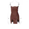 Casual Dresses PU Leather Off Shoulder Bodycon Dress Fashion Women Sexy Strapless High Waist Corset Halter Slim Fit Cocktail Party Mini