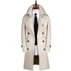 남자 트렌치 코트 가을 겨울 유럽 남자 코트 아메리칸 스타일 비즈니스 레저 슬림 중간 긴 이중 가슴 의류 chaquetas