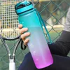 New Sports 1 Litre Water Bottle with Straw Outdoor Travel Portable Clear Water Bottle Plastic My Drink Bottle Free with Straw