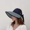 Chapeaux à bords avares Chapeau de paille d'été pour femmes Chapeau de plage Vide Top Femme Soleil Protection UV Chapeau Pliable Chapeau Fille Bowknot Cap 230508