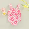 Costume da bagno per neonate in due pezzi Body per neonato con stampa floreale a quadri a maniche lunghe Bikini con cerniera sul davanti Costume da bagno per costumi da bagno