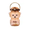 1.5l Bear Straw Water Bottle Summer Outdoor Large Capacity Plastic Straw Drinking Cup Sweet Children Water Cup Kawaii Bear Kettle