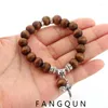 Gliederarmbänder Männer Boho Naturholzperlen Charm Jesus Kreuz Onyx Meditation Gebetskette Armband Frauen Holz Yoga Schmuck