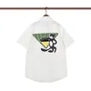 23 Camisa de diseñador para hombre Solapa Triángulo de moda Placa forrada de algodón Patrón de dibujos animados Impreso Camiseta de manga corta informal Top M-2XL
