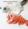 Brinquedos de pelúcia de camarão elétrico, brinquedo de gato de pelúcia, simulação de movimento, lagosta substituível, brinquedo de salto eletrônico, cão de estimação, gato de pelúcia, suprimentos para animais de estimação 2022