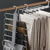 Cintres Racks Multifonctionnel 6in1 pantalon cintre pour organisateur de garde-robe réglable Pantalon rack de stockage pantalon cravate rack de stockage 230508