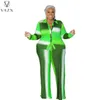 Frauen zweiteilige Hosen VAZN 2023 Art und Weise beiläufige Street Style Frauen Anzug Langarm Revers Top Elastic Printed Lady 2 Set