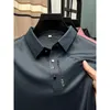 رجال Polos Highend Summer Business Solid Color Mrne Shirt Polo Shirt Label Men Fashion Nad No Trace Printing M4XL 230508