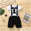 Clothing Sets Baby Boy One Year Birthday Outfit 1St Toddler Clothes Party Formal Red Black Grayclothing Drop Delivery Kids Maternity Dhgsy
