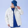 Chaquetas para hombres otoño hombres de gran tamaño chaqueta de mezclilla blanca streetwear algodón casual todo-fósforo alta calidad jean abrigos masculino azul verde negro 230509