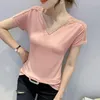 Camisas femininas 2023 Summer Short Manve Mesh Tops Moda Casual Roupas Lady Blusas