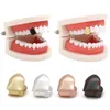 Hiphop Men Gold Single Tooth Grillz Top Bottom Grill Gold Teeth Jewelry