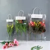 Present Wrap 10st Flower Packing Box Transparent PVC Bouquet Bagging Florist Decoration Lång Tote Clear Bag Collocation Packaging