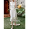 Casual Dresses White Silk Dress Women's Wear Medium Length 2023 Spring And Summer Style Temperament Waist Closed Mulberry Skirt
