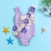 Tweedelende peuter Kid Kid babymeisjes Mouwloze Backless Veter Bloem Elastisch zwempak Swimwear Bikini Kinderen Strandkleding Badkledingpak