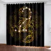 Cortina Negro Oro Estilo fresco Diseño de escorpión para viento y sombra Decoración duradera para el hogar Sala de estar Dormitorio