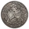 Schweiz 5 Franken Shooting Festival 1869 Silver Plated Copy Coins