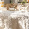 Table Cloth White Embroidered Tablecloth French Country Princess Retro Lace Light Luxury Romantic Birthday Decoration