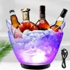 8L transparente LED Luminous Ice Cube Storage Baldes de barril em forma de barril Recipiente de garrafa de cerveja Light Up Champagne Wine