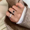 Cluster anneaux doux mignon coeur noir amour élégant empilage argent couleur ajusté pour les femmes bijoux à la mode de la mode en gros