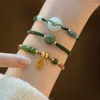 Pulseras de eslabones 2023 estilo chino creativo Retro Natural Hetian Jade amuleto de la suerte trenzado ajustable pulsera de moda para mujer