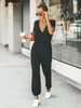 Jumpsuits voor dames rompers Miss Petal v-neck korte mouw jumpsuit voor vrouw casual lange jogger broek playsuit zomerse overalls bodysuits 230509