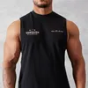 Mens tampo de tampo de verão Cotton Round Neck pesco de tamanho grande sem mangas academia esportes de ginástica executando treinamento de bodybuilding 230509