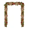 Flores decorativas Light Up Door Sign Decorações de Natal Ramificações mortas Anel de videira Garland colorido para a frente