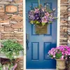 Decorative Flowers Lavender Blue Wreath Flower Basket Purple Imitation Door Hanging Home Decoration Gnome Fall