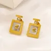 Nieuwe mode klassiekers luxe stud oorbellen voor vrouwen verlovingsontwerper sieraden cadeau senior bruiloft kanaal oorring gouden oordingen met fluwelen tas