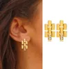 Boucles d'oreilles créoles femmes Chic minimaliste Huggie couleur or délicat laiton cubique zircone chaînes boucle d'oreille breloque bijoux