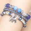 Charm Armband Zoshi Trendy Crystal Beads Armband Set For Women Multilayer Beaded Silver Plated Elephant Pendant Bangles smycken