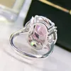 Vintage Flower Pink Diamond Ring Set 100% Real 925 Sterling Silver Party Wedding Band Rings for Women Bridal Engagement Smycken