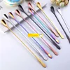 Stainless steel Long ladle dessert spoon coffee Scoops gold rainbow stirring mug ice home Kitchen Dining Coffeeware