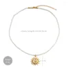 Pendant Necklaces J29 Sun Moon Necklace Natural Pearl For Women Fashion Sunflower