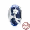 925 Sterling Silver Charms para Pandora Jewelry Beads Mulheres jóias Celestial Shooting Star Heart Double Amp Blue