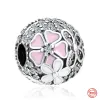 925 sterling silver charms for pandora jewelry beads DIY Pendant women Bracelets beads 925 pink flowers Butterfly Glass Bead Accessories