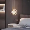 Pendant Lamps Bedside Chandelier Modern Home Decorations Luxury Bedroom Restaurant Bar Creative Ceiling Lights Water Pattern Ring Lamp