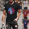 Мужские рубашки Mens Summer Independence Day Fashion Casual Print Print Rush