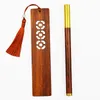 Hollow Out Four Harmony Ruyi Redwood Bookmark Signature Pen SetGift Box Classical Chinese Style School Celebration Gift