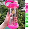 Multi Color 1000ml BPA Free Gray Rose Red Portable Herbalife Nutrition Plastic Sports Hiking Fitness Straw Water Bottle