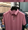 Été Affaires Haut De Gamme Couleur Unie De Haute Qualité À Manches Courtes Polo Col À Revers Nouveaux Hommes Mode Décontracté Sans Trace PrintingM-4XL