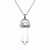 Pendant Necklaces KISS WIFE Hot sale Hexagonal Column Quartz Pendants Vintage Natural Stone Bullet Crystal Necklace For Women Jewelry Y23