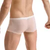 Calzoncillos para hombre, calzoncillos de seda helada, ropa interior Sexy, calzoncillos bóxer ultrafinos, calzoncillos transparentes para hombre