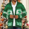 Herrtröjor Herrens jultröja Slim Fit Single-Breasted Color Block Långärmad Cardigan Elk Snowflake Print Xmas Coat