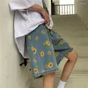 Damen Jeans Sommer Stil Korean Harajuku Retro Gänseblümchen Print Allgleiches Denim Shorts Weiblich